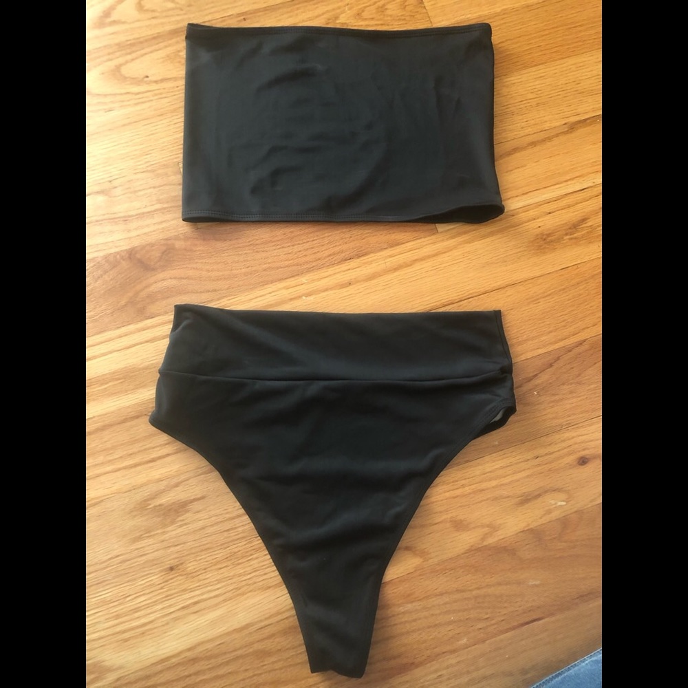Bandeau with High Waist Bikini Set